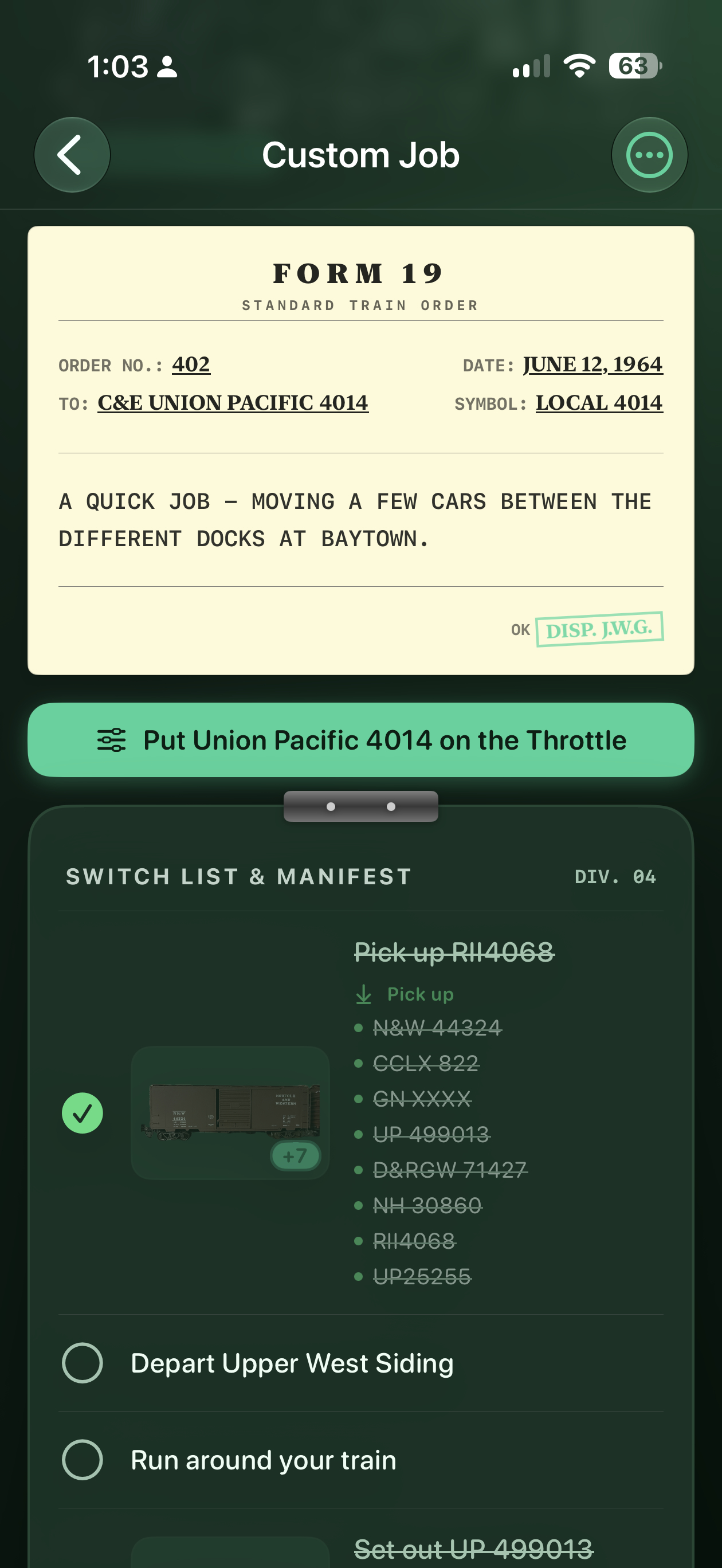 Working a switching job on iPhone