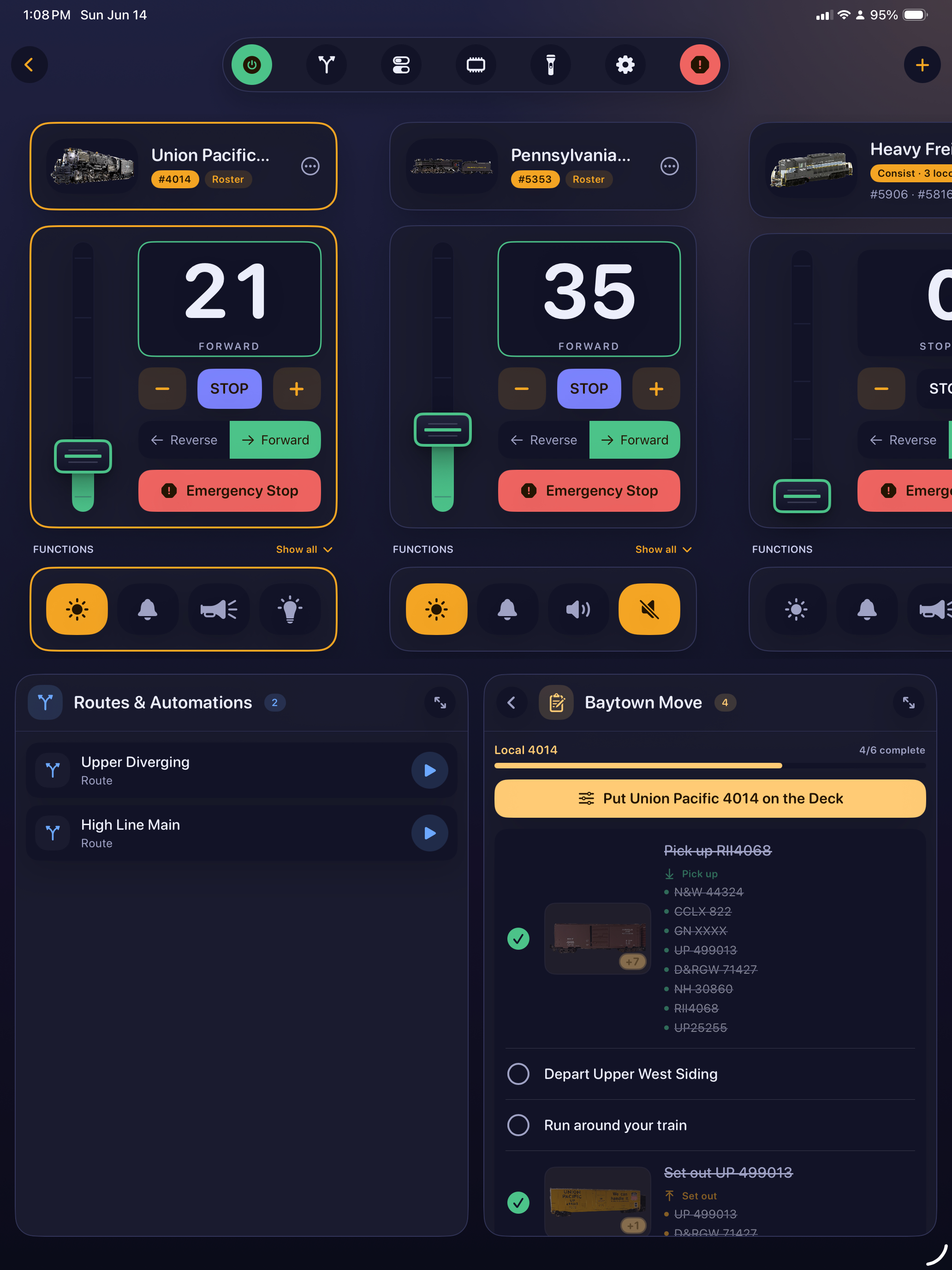 Throttle deck on iPad in portrait